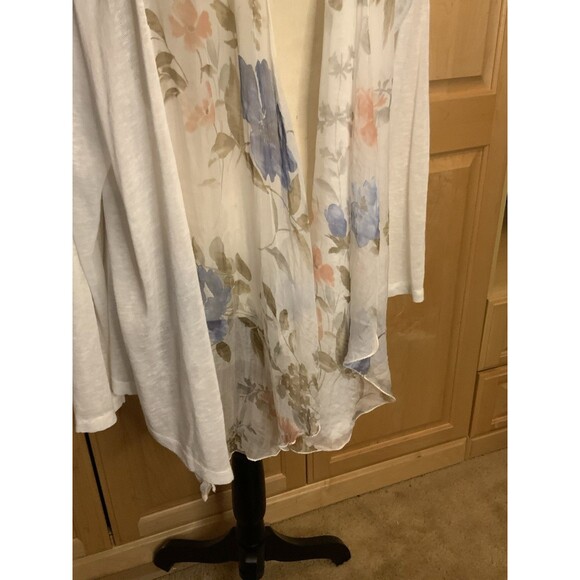 Elena Baldi Women’s 3X Semi Sheer Cardigan With Built In Silk Scarf - Picture 3 of 11